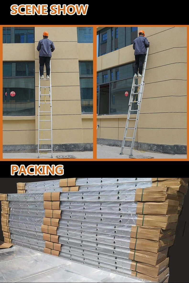 6m to 12m Aluminum&Aluminium Telescopic&Extension Firefighting Rope Ladder with 2*20step