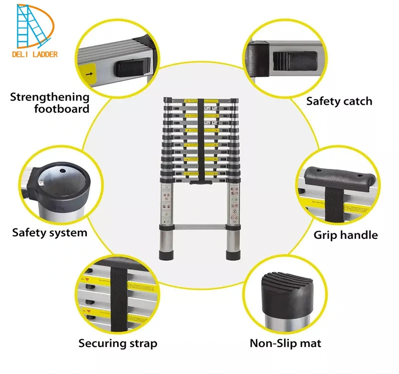 High Quality Folding Step Ladder 3.2m Single Straight Extension Aluminium Telescopic Ladders